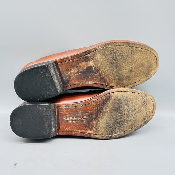 GH Bass & Co Shoes Mens 11.5 Brown Leather Woven Tassel Loafers Moc Toe Slip On - Picture 8 of 11